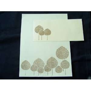  Handmade Writing Paper Golden Tree (Pack of 10 