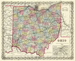 STATE OF OHIO (OH) BY J.H. COLTON 1855 MAP MOTP  