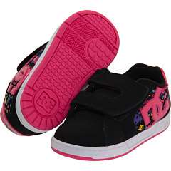 NEW TODDLERS DC NET VELCRO SHOES BLACK/CRAZY PINK PRINT  