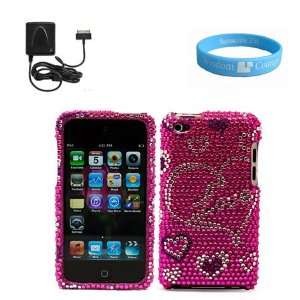 piece Love Pink Hearts Rhinestone Cover Case for 4th Generation 