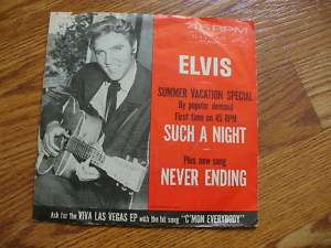 ELVIS PRESLEY Such a Night Picture Sleeve 45  