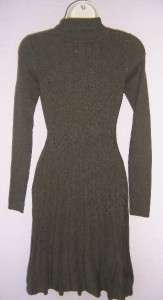 MSSP Dark OliveTurtle Neck Cotton Blend Long Sleeve Sweater Dress XS 0 