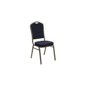   Navy Blue Fabric and Gold Vein Frame Crown Back Stacking Banquet Chair