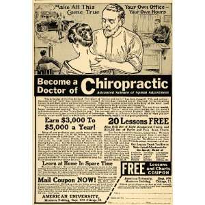  1917 Ad Chiropractic Lesson Anatomy Spine Doctor Health 