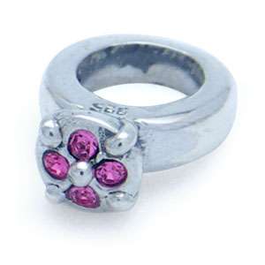   jewelry has 925 trademark rose pink crystal ring charms bead bf0065679