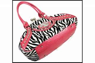 Fashion Zebra Rhinestone Fleur De Lis Handbag Purse  FU  