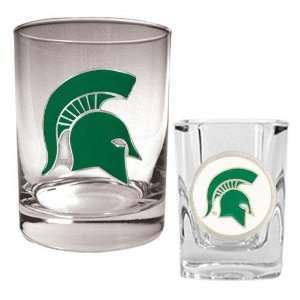  Michigan State Spartans NCAA Rocks Glass And Shot Glass 