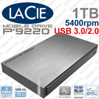 LaCie 1TB Porsche Design P9220 Mobile Hard Disk Drive HD USB 3.0 