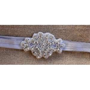  Antique Grey Jeweled Flower Headband Beauty