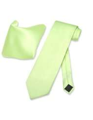 Vesuvio Napoli Solid LIME GREEN NeckTie & Handkerchief Mens Neck Tie 