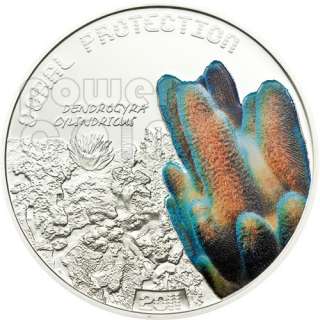 PILLAR CORAL Protection Reef Silver Coin 1$ Tuvalu 2011  