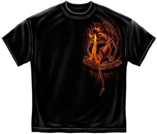 Firefigher Dragon T Shirt Fear no Evil satan fireman red fire extreme 