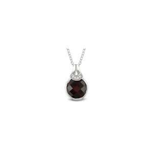   Diamond Accent Pendant in Sterling Silver 9.0mm garnet rings Jewelry