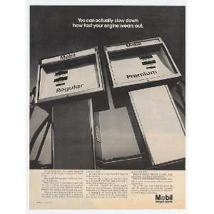  1969 Mobil Regular Premium Gasoline Pumps Print Ad (10973 