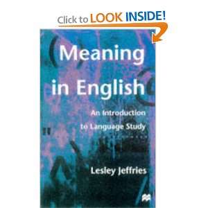  Meaning in English (9780333659168) Lesley Jeffries Books