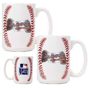  Atlanta Braves Game Ball Ceramic Coffee Mug Set Kitchen 
