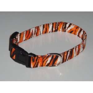  Orange White Black Tiger Stripes Dog Collar X Small 1/2 