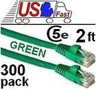 300pk 2ft rj45 cat5e ethernet cable cord wir e green