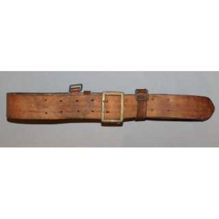 GERMAN WWII WW2 MILITARY OFFICERS LEATHER BELT WITH BRASS BUCKLE AND 