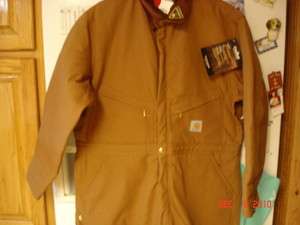 New Carhartt Brown Duck Quilt Lined Coveralls Size 50R  