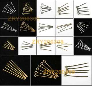 Eye Pins / Head Pins 20mm,30mm,40mm,Silver,Gold,Bronze,Black Plated 
