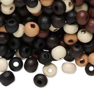 Wood Beads Mix Brown 7x6mm hand cut round   100 Qty  