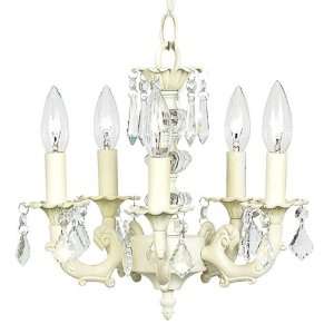  5 Arm Stacked Glass Ball Chandelier in Ivory