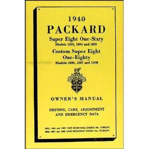   & 180 Owner Manual/Repair Shop Manual Supp. Reprint Packard Books