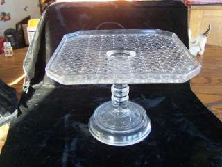 EAGP Daisy and Button Cake Plate Stand Antique Pressed Glass  