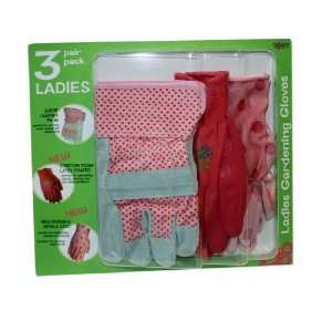 Midwest Gloves & Gear Ladies Pink Gardening Gloves 3 Pack 