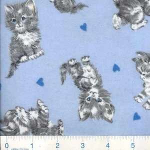  42 Wide Flannel Kitties Blue Fabric By The Yard Arts 