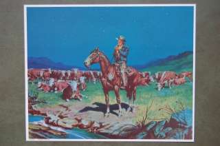 CSO~RARE 1940/50s LITHOGRAPH~NIGHT RIDER~SAUNDERS~COWS  