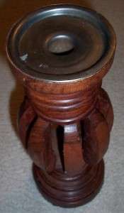 INDIA WOOD CANDLESTICK RELIGIOUS ALTAR CANDLE HOLDER  