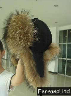 Real Genuine Raccoon Fur Russian Style Women Cap/Chapka/Hat For Winter 