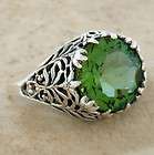 Ct PERIDOT ANTIQUE STYLE .925 STERLING SILVER FILIGREE RING SIZE 