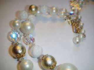 VINTAGE VENDOME White Gold Beads Double Strand NECKLACE  