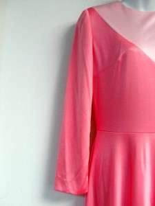 vtg VINTAGE 60s 70s 2 TONE hot pink BABY PINK disco EVENING GOWN dress 
