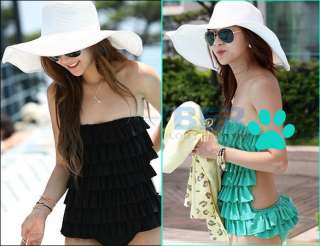 Women Wide Brim Floppy Straw Beach Hat Cap Colors Derby  