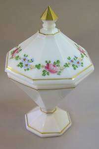 Westmoreland Hand Painted Milk Glass Compote Candy Dish  