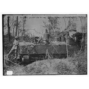   Locomotive in the Somme damaged by French Shells