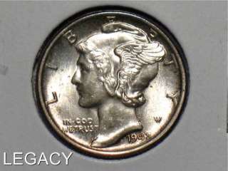 1942 P SILVER MERCURY DIME FULL BANDS UNCIRCULATED (GS  