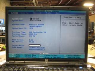 HP Pavillion dv8000 AMD Turion 64 1.8GHz CPU 512MB Ram Laptop DVD+/ RW 