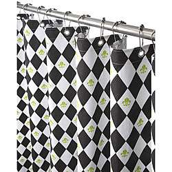 Black and White Harlequin Canvas Shower Curtain  