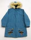   80s WOOL Womens ESKIMO PRINT Fur Trim ANORAK Hooded PARKA Jacket 14 G2
