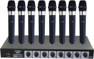 NEW PYLE PDWM8400 TABLE TOP 8 MICROPHONE MIC WIRELESS HANDHELD SYSTEM 
