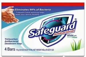 SAFEGUARD ANTIBACTERIAL WHITE BAR SOAP ALOE 4 OZ  