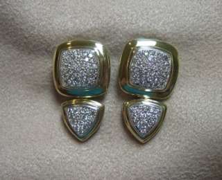   Sterling Silver & 18K Yellow Gold Pave Diamond Albion Earrings  