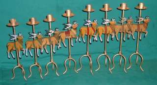 Vintage Santas Reindeer Soldered Candle Holders Cut Metal Glazed 