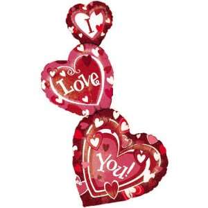   Stacked Hearts Holographic Helium Shape (1 per package) Toys & Games