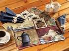 NEW Coffee Break Placemats, Napkins, And Napkin Rings 12 pc set